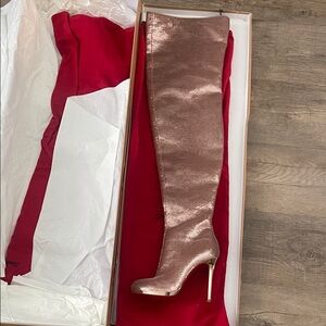 Christian Louboutin Rose Gold Glimmer Thigh Boot